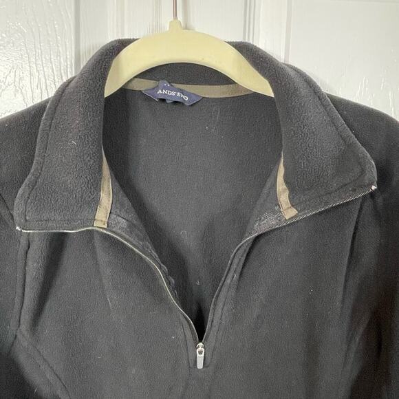 Lands' End half zip popover fleece L black ladies Polartec - Picture 3 of 7